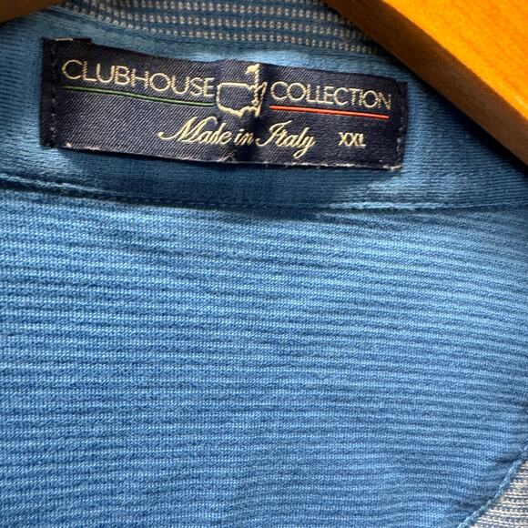 Clubhouse Collection Polo Shirt Mens XXL Blue Stripe MASTERS Golf Made in Italy - Picture 2 of 7